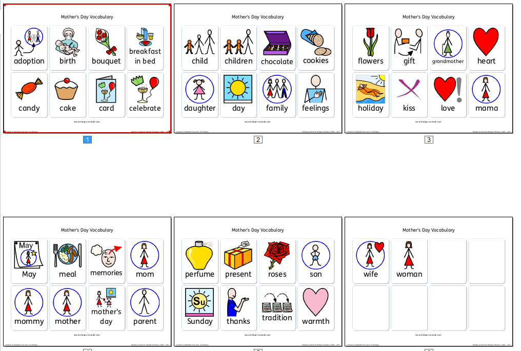 Mothers Day Symbolized Vocab List in Seconds -- New Tool